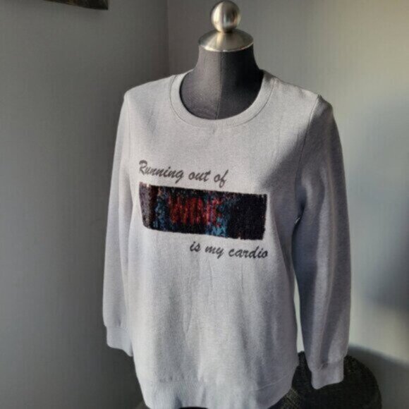 Alison Sheri - Organic Cotton Reversible Sequins Sweatshirt Small - Picture 5 of 13